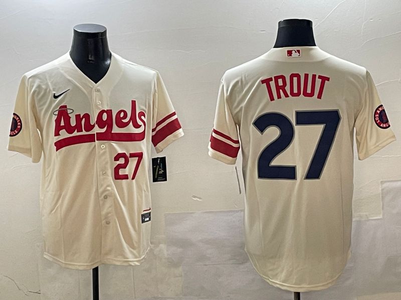 Men Los Angeles Angels #27 Trout Cream City Edition 2025 Nike MLB Jersey style 3